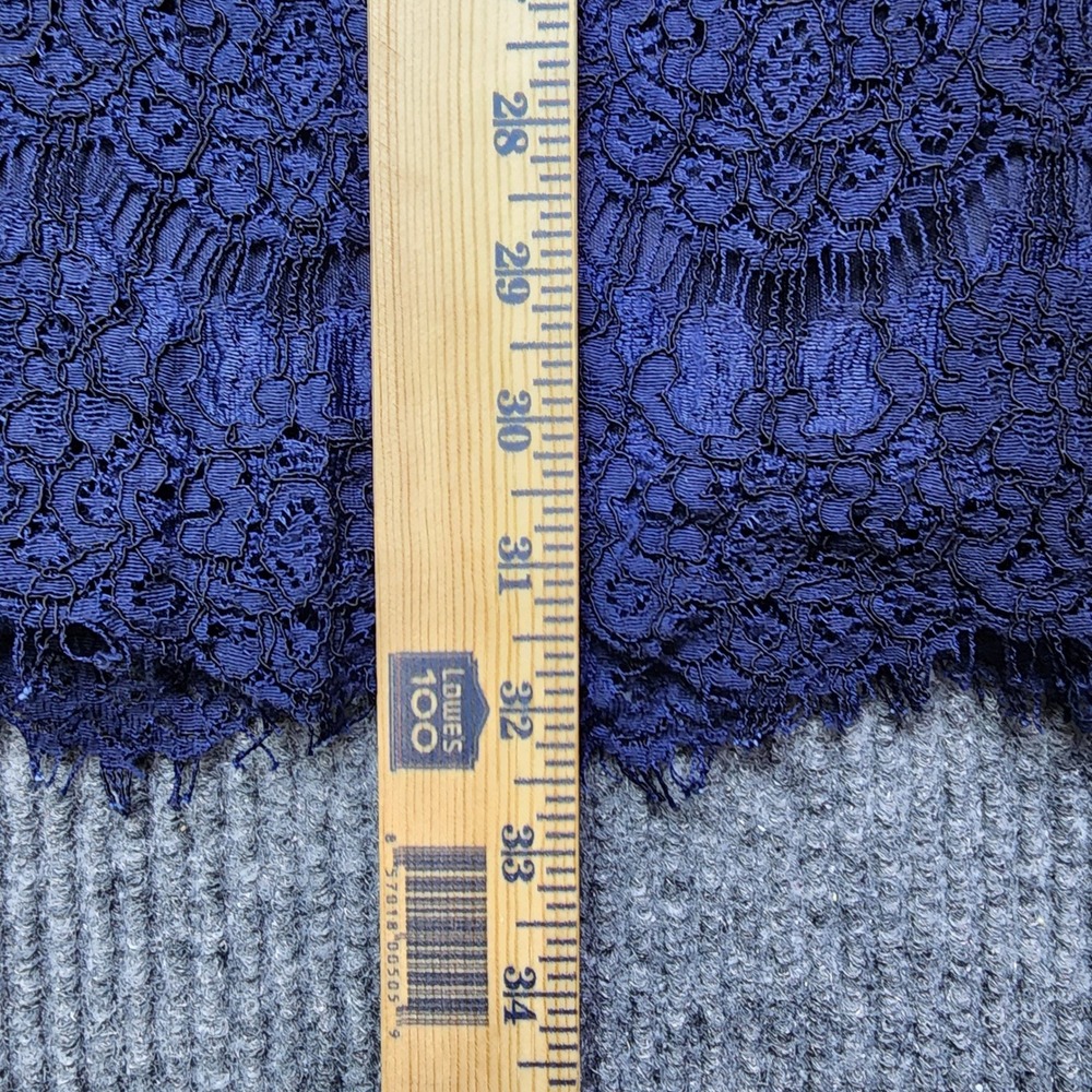 Lulus Navy Blue Lace Shift Dress Short Sleeve Eyelash Hem Size M Cocktail Party - Picture 3 of 9